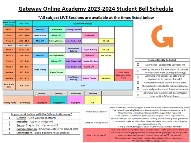 Gateway Student Bell Schedule 23-24